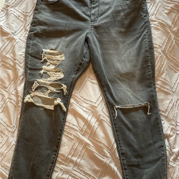 American Eagle Outfitters Gray High Rise Distressed Jeans - Picture 2 of 2